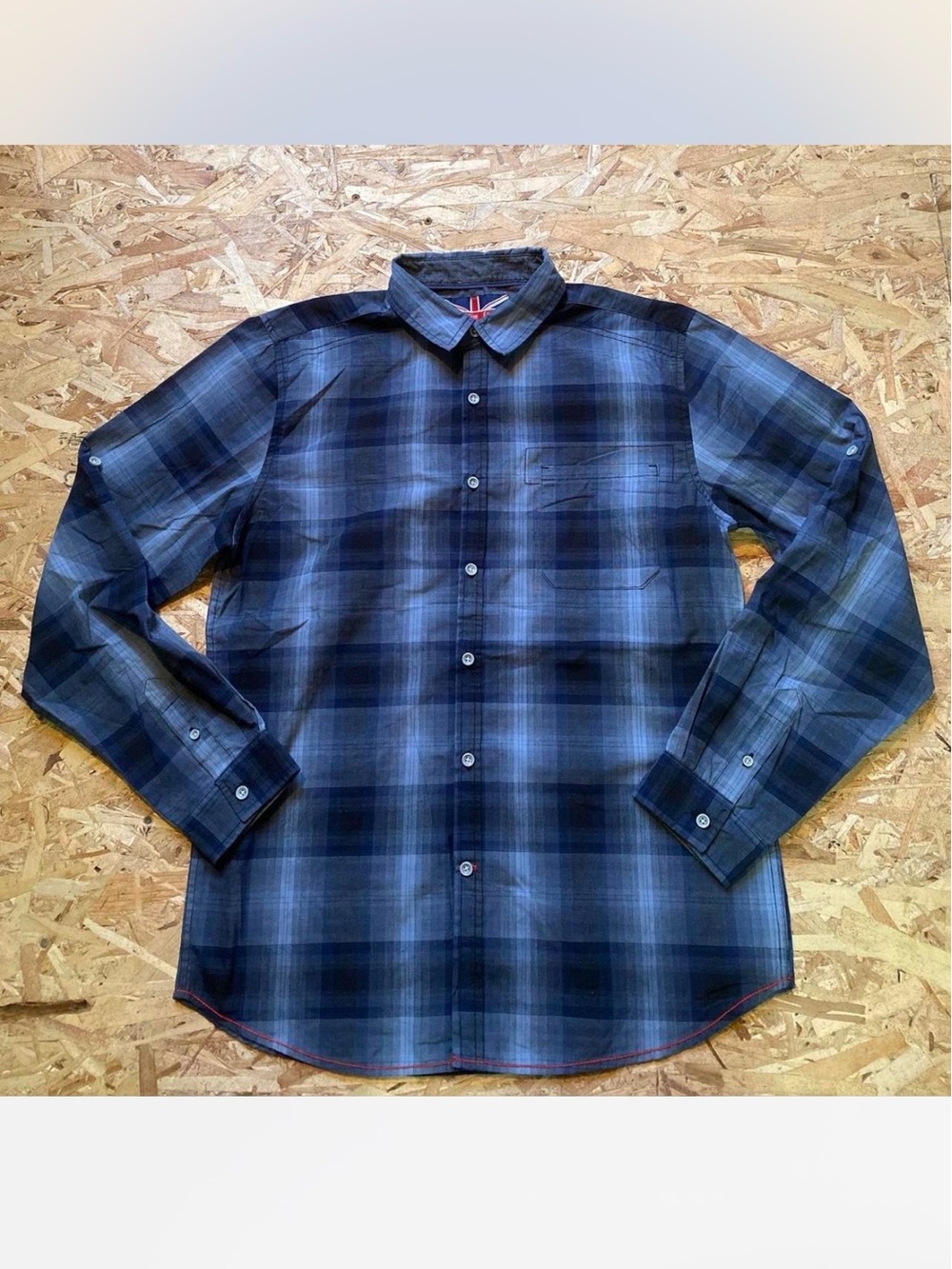 Men's « For Him London » Navy & Black Plaid Button-Down Shirt